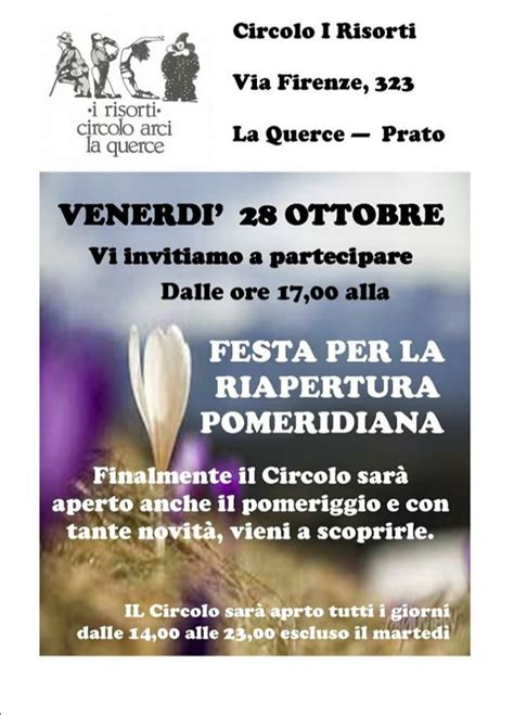 Al Circolo I Risorti Festa Per La Riapertura Pomeridiana E Anteprima Di