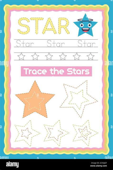 Preschool Colorful Star Shape Tracing And Writing Daily Printable A4