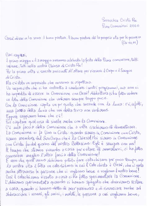 Se Il Chicco Di Grano Lettera Ai Ragazzi Della Prima Comunione