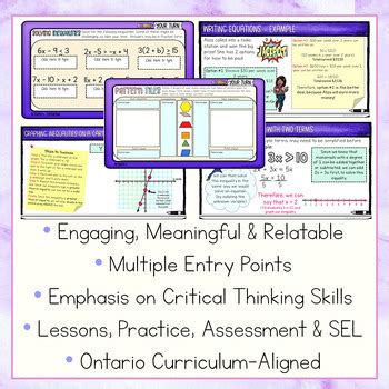 Grade 7 Equations Inequalities NEW Ontario Math Digital Google Slides