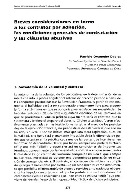 0 Breves Consideraciones a los Contratos por Adhesión PUC Breves