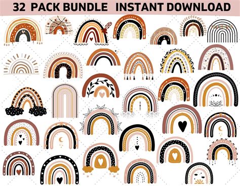 Boho Rainbow SVG Bundle Regenbogen SVG Cut File Boho Regenbogen Svg