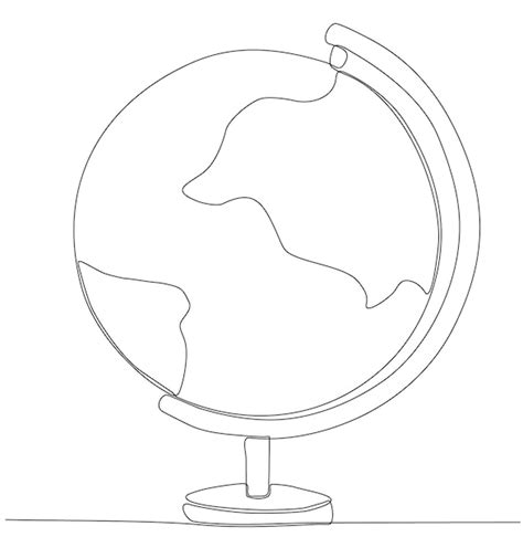 Desenho De Linha Cont Nua Do Globo Do Mundo Vetor Premium