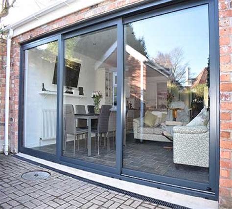 Grey Track Aluminium Sliding Door For Home Exterior At Sq Ft