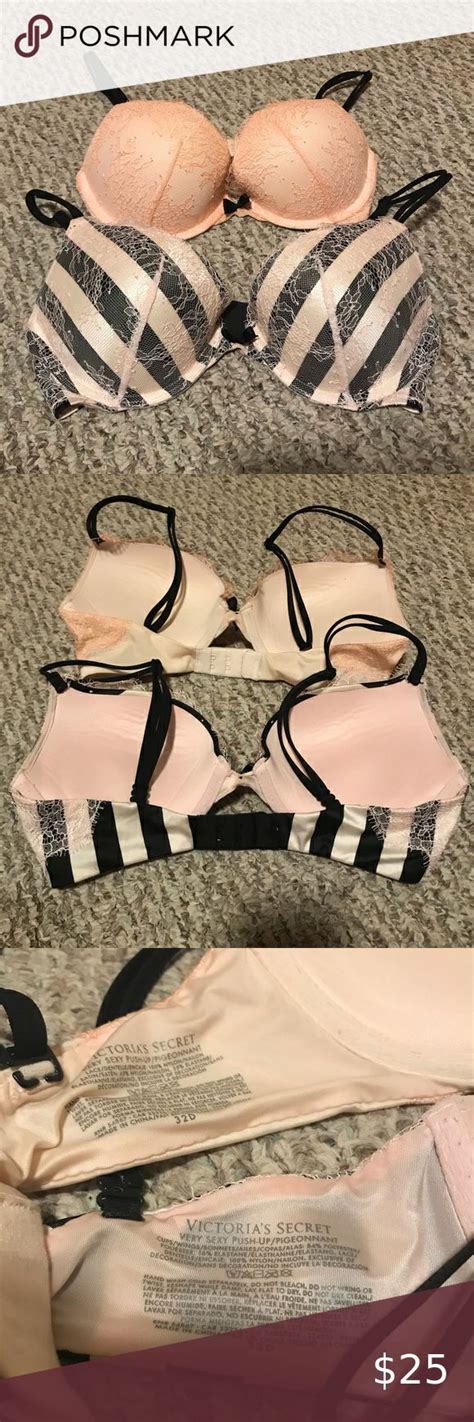 Victorias Secret Lace Very Sexy Push Up Bras Lot Of Two 32d Push Up