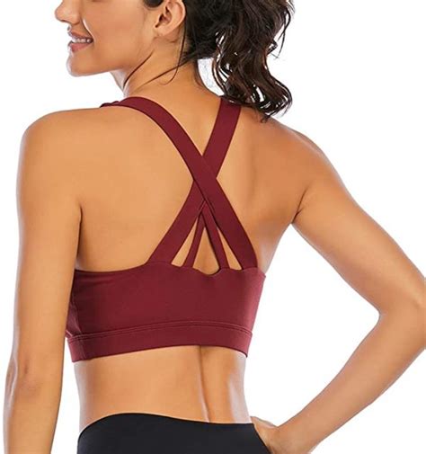 Women Crisscross Back Padded Strappy Sports Bras Wf Shopping