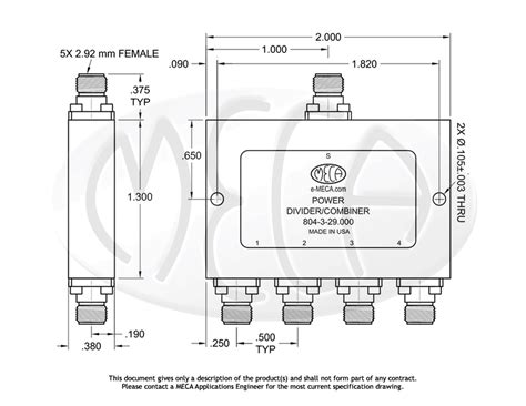 Power Dividers 292mm — Meca Electronics Inc