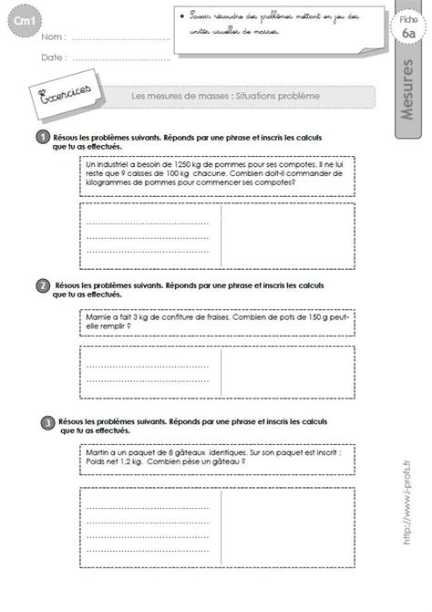 Cm Probl Mes Les Mesures De Masses Probl Me Cm Cm Calcul