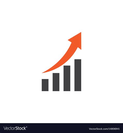 Growing Chart Flat Icon Symbol Premium Quality Vector Image