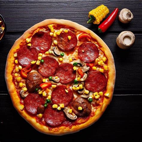 Premium Ai Image Pepperoni Pizza With Mushroom Sausages Bell Pepper