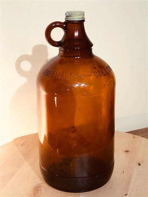 Collectible Vtg Duraglas Rustic Brown Glass One Gallon Bottle Jug Metal Screw Lid 11hx45w Etsy