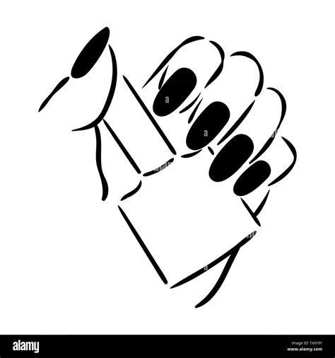 Vector Hand Drawn Illustration Of Manicure And Nail Polish On Woman