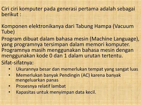 Sebutkan Ciri Ciri Komputer Generasi Pertama Meteor