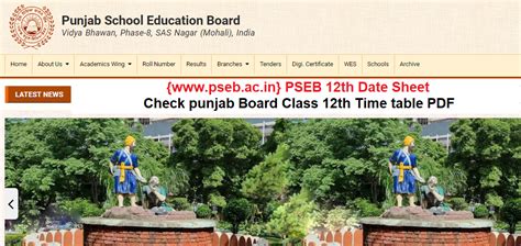 Pseb Ac In Pseb Th Date Sheet Check Th Exam