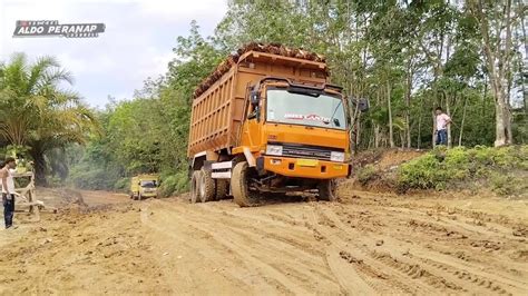 Supir Truk Sawit Tak Mau Menyerah Meskipun Kondisi Jalan Hancur Lebur