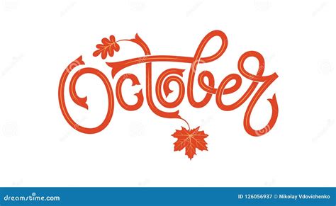 OCTOBER Lettering In Various Font Types Vector Illustration ...