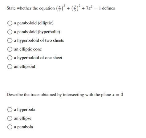 Answered N Elliptic Cone Hyperboloid Of One… Bartleby