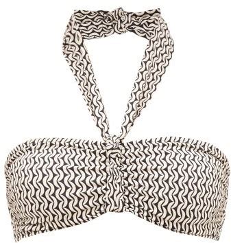 Asceno The Verona Crescent Print Bandeau Bikini Top Cream Shopstyle Two Piece Swimsuits