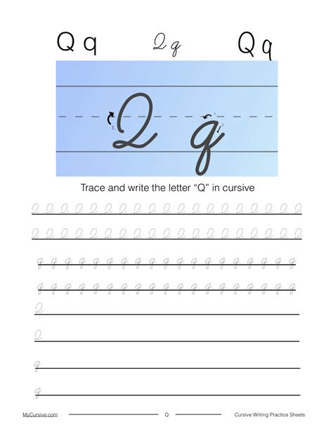 How To Write Cursive Q Worksheet Tutorial My Cursive Worksheets Library