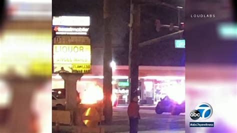 Video Gardena Gas Station Pump Explodes Sends Flames Shooting Into