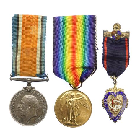 WW1 British War Victory Medal Pair With Hallmarked Silver Order Of