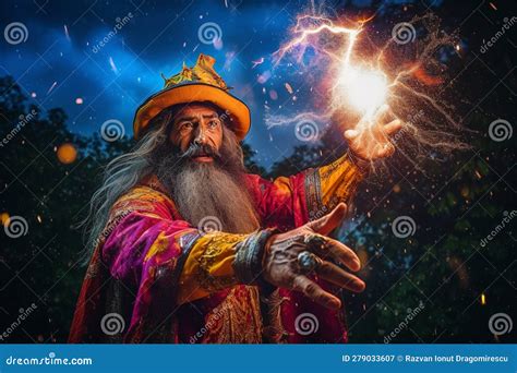 Wizzard Doing Magic Illustration Of A Wizard Immersed In The Act Of