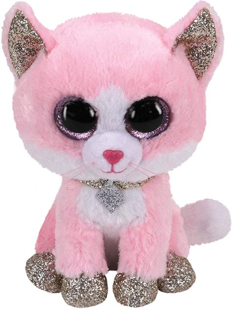 Ty Beanie Boos Fiona The Pink Cat Glitter Eyes Regular Size