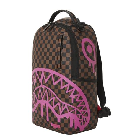 Sprayground Pink Drip Brown Check Dlx Backpack