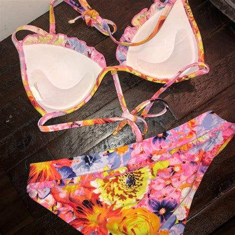 Swim Spring Break Womens Pastel Floral Triangle Bikini Poshmark