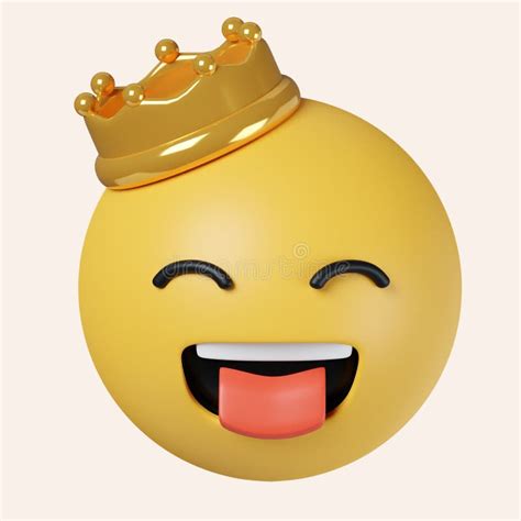 3d King Emoji Emoticon Met Kroon Pictogram Geïsoleerd Op Grijze