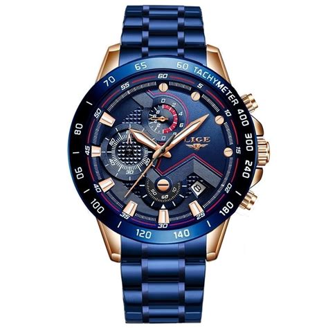 Lige Mens Chronograph Watch Blue Vivid Nuance South Africa