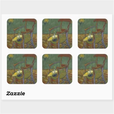 Gauguins Chair By Vincent Van Gogh Square Sticker Zazzle