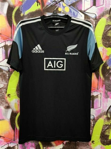 New Zealand All Blacks Rugby Union Shirt Jersey Top Adidas 2014 Mens 42 ...