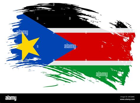 South Sudan Brush Stroke Flag Vector Background Hand Drawn Grunge