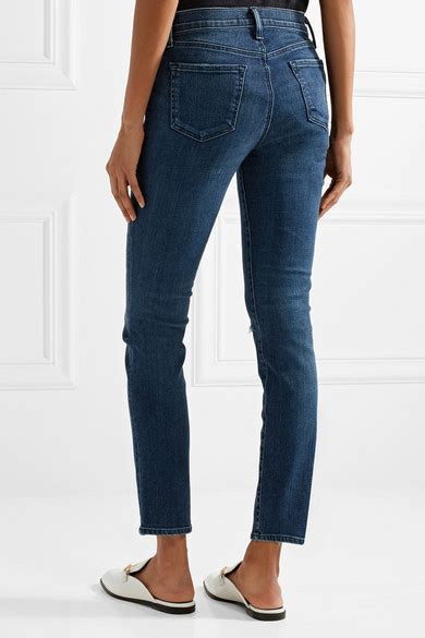 J Brand Distressed Mid Rise Skinny Jeans Net A Porter