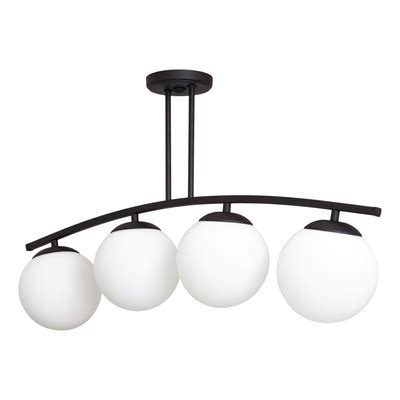 LUZ DESING Plafon 4 Luces Barral Curvo Elyn Negro Globo Opal 15cm E27