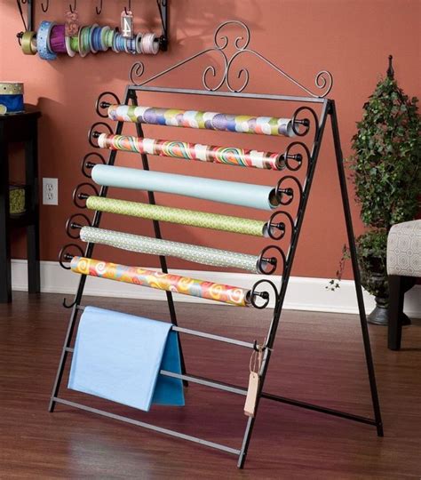 Wrapping Paper Craft Storage Rack Multi Purpose Black Metal Portable