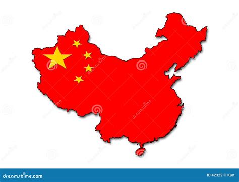 China outline with flag stock illustration. Illustration of asia - 42322