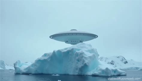 A White Ufo Stopping At An Iceberg In Antarctica Stable Diffusion Online