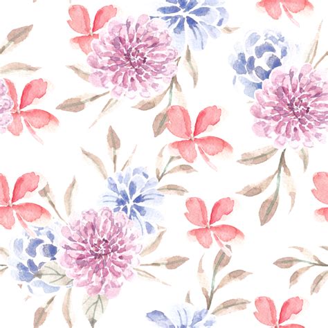 Dahlia And Purple Watercolor Flower Seamless Pattern 29288071 Png