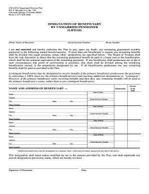 Fillable Online Cwa Itunegotiate Qwestoffice Designation Of Beneficiary