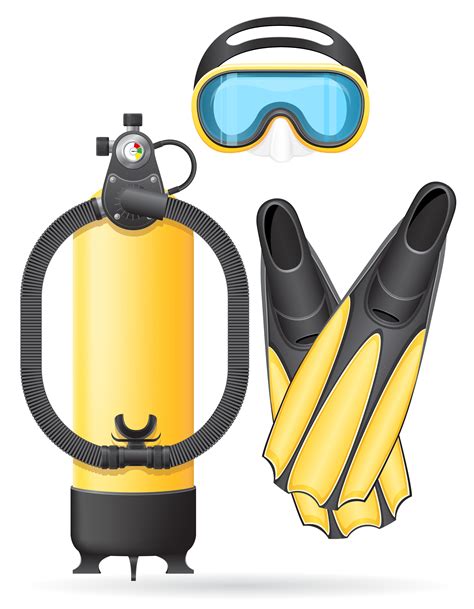 Aqualung Mask Tube And Flippers For Diving Vector Illustration 510037