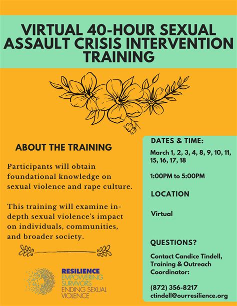 Virtual 40 Hour Sexual Assault Crisis Intervention Training Resilience