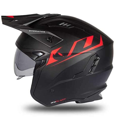 Ufo Plast Sheratan Jet Helmet Matte Black Red