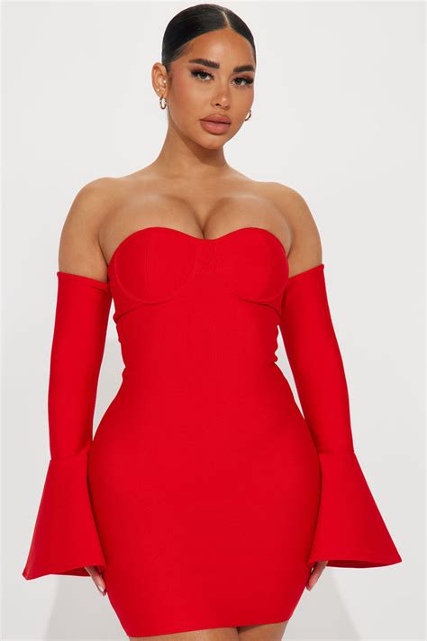 Andrea Bandage Mini Dress Red Fashion Nova Dresses Fashion Nova