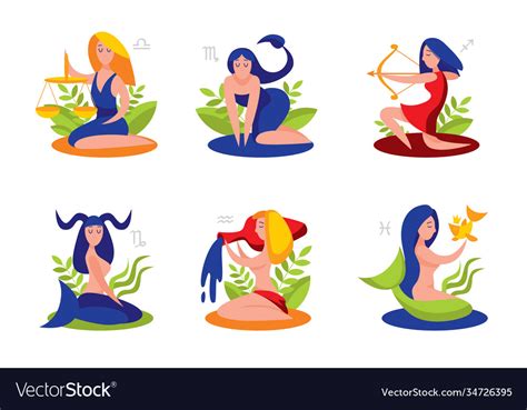 Zodiac signs women in form symbols Royalty Free Vector Image