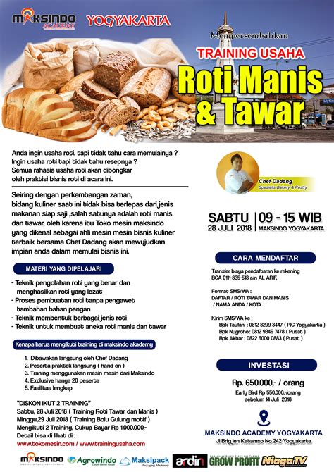 Training Usaha Roti Manis Dan Tawar 28 Juli 2018 Agrowindo Agrowindo