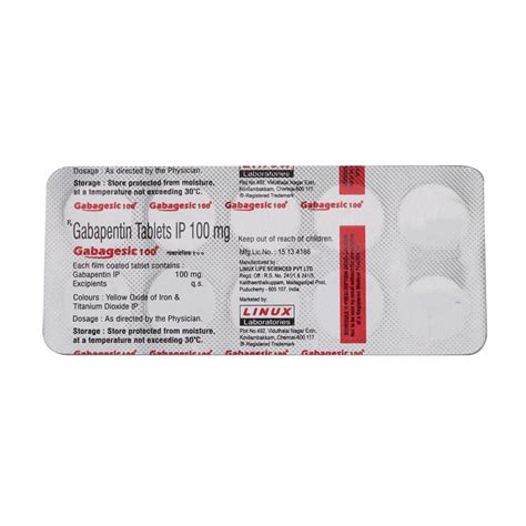 Gabagesic 100 Mg Tablet 10 S Price Uses Side Effects Composition