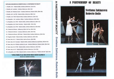 A Partnership Of Beauty Svetlana Zakharova Roberto Bolle Dvd