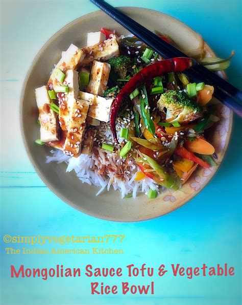 Mongolian Sauce Tofu Vegetable Rice Bowl - Delicious Asian Bowl